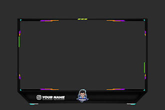 design animated webcam overlay with neon or  any effects