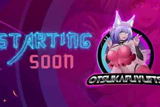design vtuber stream overlays or anime twitch stream package