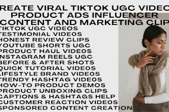 create viral tiktok ugc videos product ads influencer content and marketing clip