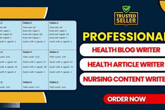 write SEO health articles, blogs and nursing content