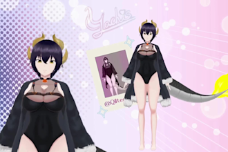 create custom 3d vrchat avatar, 3d model, vrc furry avatar live2d vtuber model