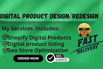 design shopify digital product, shopify development for ecommerce store