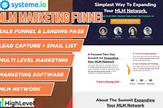 design MLM marketing sales funnel in systeme io, gohighlevel, clickfunnels