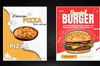 design attractive food poster, food flyer, restaurant menu, social media