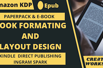 do kdp formatting, paperback, epub, ebook and print layout design