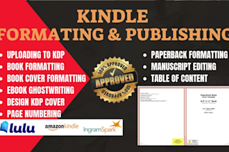 write, edit, format and upload ebook, book on amazon kdp, paperback design, kdp