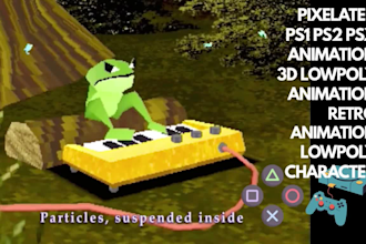 create ps1 ps2 n64 style 3d lowpoly pixelated animation for retro indie projects