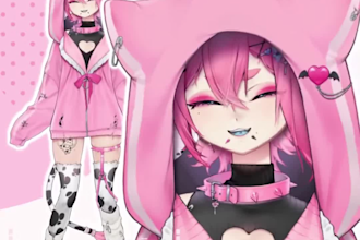 design 2d vtuber, live 2d vtuber model, vtuber rigging,live2d character
