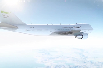 add your logo or text on a flying boeing plane
