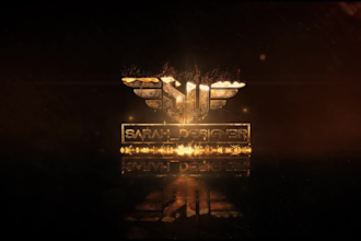 do gold fire logo reveal animation