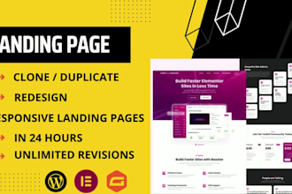 create responsive wordpress landing page design and elementor landing page