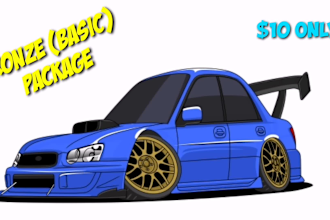 draw chibi car vector cartoon for your car