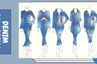 do technical flat sketch and fashion collection