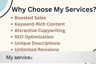 write amazon listing optimization, product listing description to boost sales