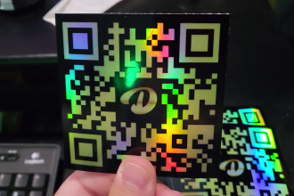 print iridescent holographic stickers of your logo or design