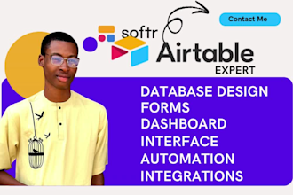 design airtable database, build airtable automation write formulas softr expert