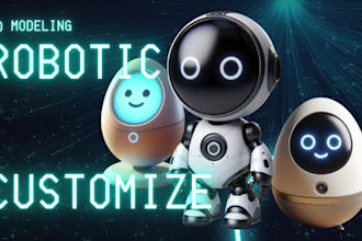 3d robotic charachter model and animate photoreal scenes modeling and rendering