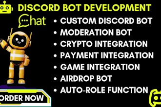 build custom discord bot autorole moderation bot game crypto airdrop chatbot