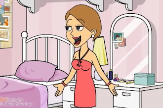 create a cartoon video with an Indian female talking any 5 lines or 75 words in English with strong Indian accent