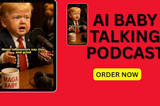 make original funny baby podcast style ai video on any topic