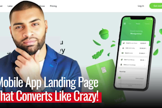 design a mobile app one page website that drives downloads