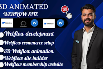create a 3d animated webflow site, webflow membership, ecommerce