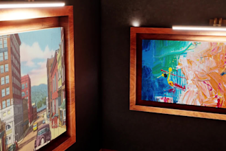 create realistic 3d art gallery,photo slideshow video,photo animation