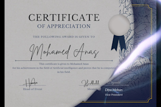 a design professional certificate, diploma or award design