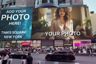 add your logo or anything else to this billboard filmed in times square,new york