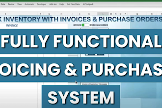 develop excel inventory system with invoices purchase orders