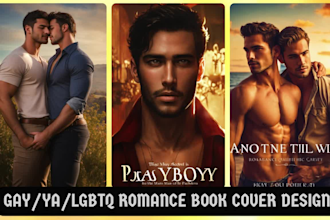 design gay, lgbtq romance novel covers couple illustration for ebook and print