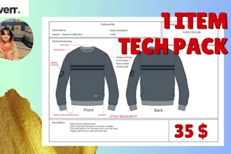 design manufacturer ready clothing tech pack in 2 hours