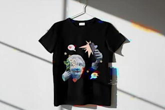 design custom streetwear anime typography t shirt and tshirt mockup