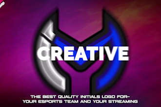 create unique initial logo gaming for youtube and twitch