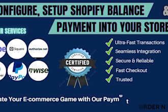 configure, setup shopify balance and payment into your store