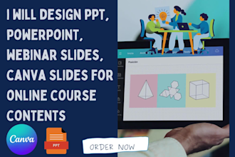 design ppt, powerpoint, webinar slides, canva slides for online course contents