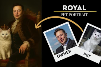 create a royal pet and owner portrait custom royal art