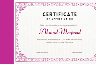 do excellent professional certificate design for you