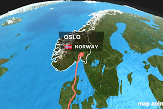 create map animation, animated travel route, vector map using geolayer 3