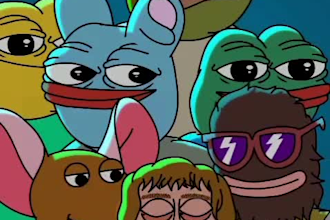 2d meme coin art, crypto meme coin animation, funny meme, 2d memecoin animation