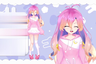 draw live 2d vtuber model, live 2d rigging, live 2d, live streaming avatar