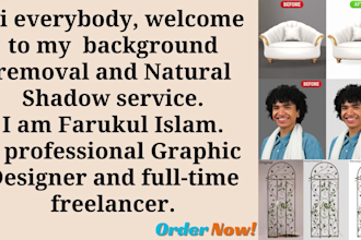 do high quality image background removal and natural shadow