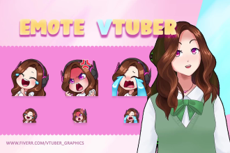 create kick cute vtuber emotes anime style or twitch emotes cartoon style