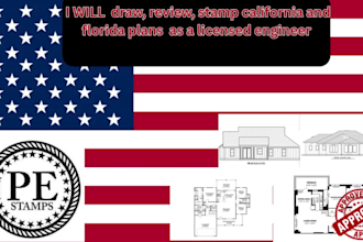 draw, review, stamp california and florida plans  as a licensed engineer
