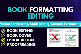 design, format hardcover, paperback, book typesetting, manuscript, layout design