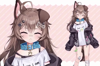 draw and rig live2d vtuber model, 2d vtuber model, live 2d vtuber commission