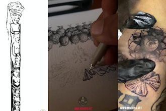 custom hand drawn tattoo design to match your vision