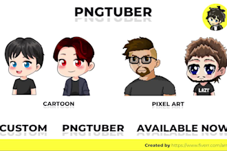 create custom premium pngtuber in cartoon and pixel art style