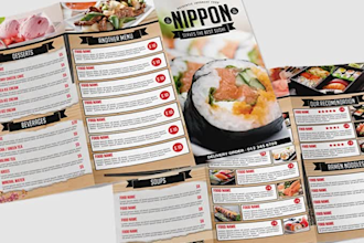 make trifold food menu for your restaurant or cafe or food business