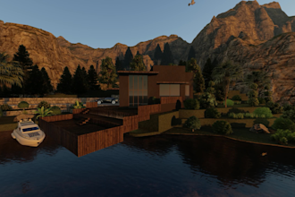 do landscape with backyard, pool, garden and render images